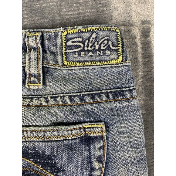 Silver Jeans Men's 32x33 Distressed Boot Cut Y2K Grunge Tuesday Blue Jeans - Picture 9 of 14